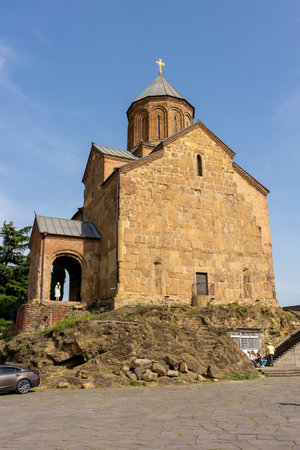 Metekhi Church old orthodox church in Tbilisi On the banks of the Mtkvari River. Travelの写真素材