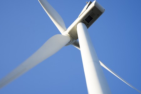 Close up of a wind energy farm in southern Portugal Europe producing renewable energy to make the...