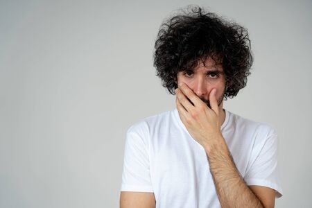 Portrait of young sad man, worried and concerned, looking depressed and desperate. Feeling sorrow...