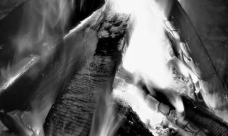 black and white picture of a fire in the fireplace, abstract backgroundの写真素材