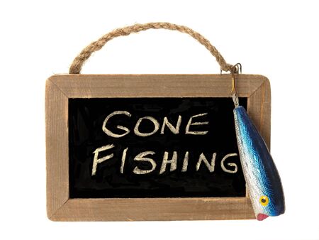 Gone fishing signの写真素材