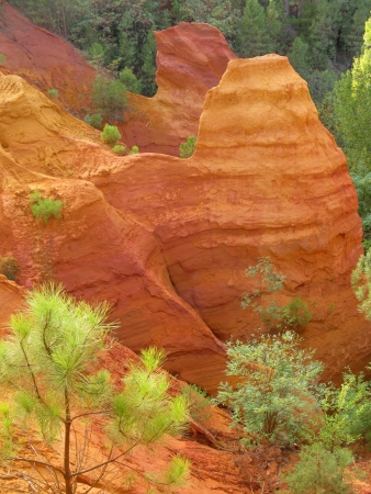 orange, red ochre cliffs in Roussillon, France