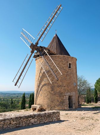 stone windmill in Provence, France   の写真素材