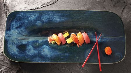 Sushi on platter