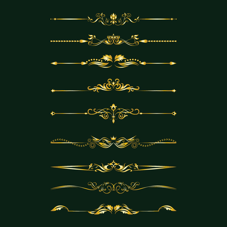 Calligraphic design elements. Dividers, frames of different shapesのイラスト素材