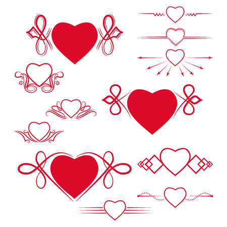 Set of dividers with the image of the heart. Vectorのイラスト素材