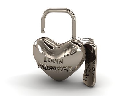 Padlock with key. 3Dの写真素材