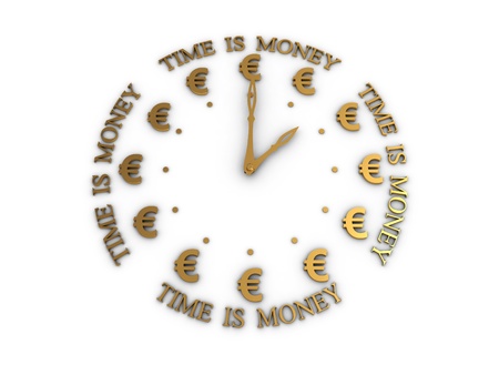 The time is money. 3D image on white background