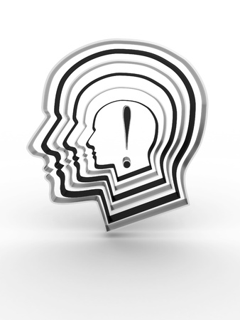 Head with a exclamation mark inside. 3D imageの写真素材