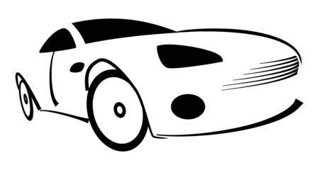 Racing car silhouette - Illustration on whiteの写真素材