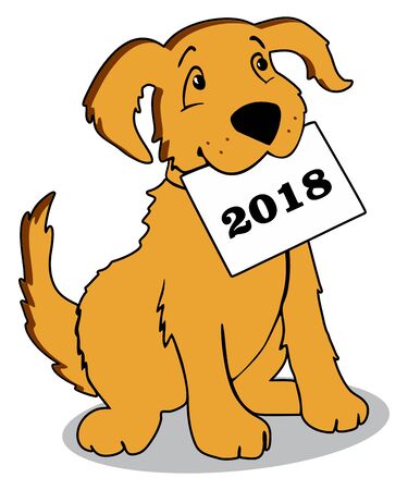 Vector happy new year greeting card celebration background with dog.のイラスト素材