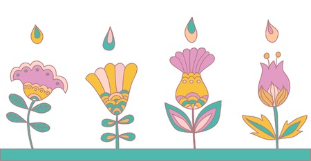 Decorative floral elements. Vector illustration.のイラスト素材