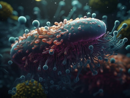 AI generated 3d illustration of a virus floating in the blood, 3d renderingの素材