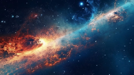 Ai-generated Abstract space background with nebula, stars and galaxies in outer space.の素材