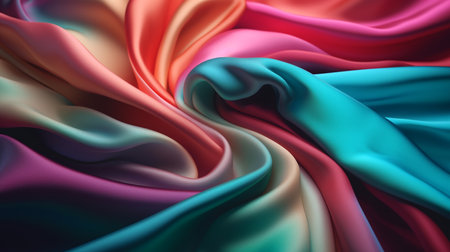AI-generated abstract background of colored silk fabric. 3d rendering, 3d illustration.の素材