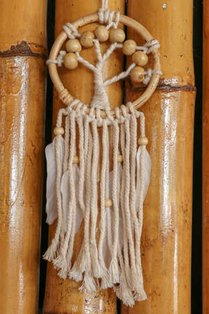 White dreamcatcher - Indian amulet that protects the sleeper from evil spirits and diseases.. The...