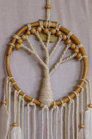 White dreamcatcher - Indian amulet that protects the sleeper from evil spirits and diseases.. The...
