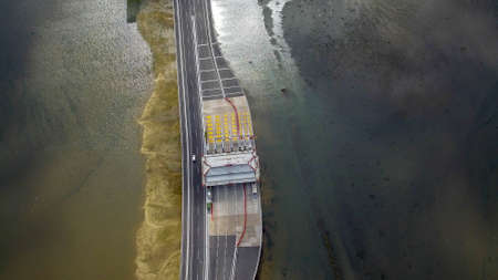 Aerial view to toll gate. Bali Mandara Gate. The reason behind it construction was to prevent...
