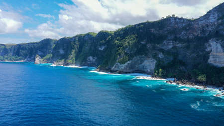 Summer day landscape with the sea and cliffs. Nusa Penida Island, Baliの写真素材