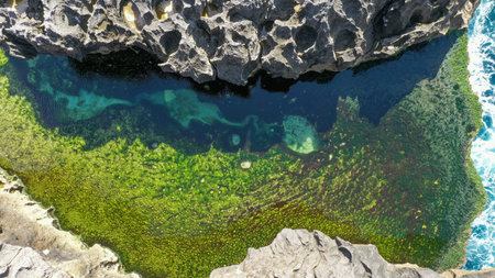 Angels Billabong is natural infinity pool on the island of Nusa Penida, Bali, Indonesia
