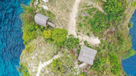 Tree house and Diamond beach in Nusa penida island, Bali in Indonesiaの写真素材