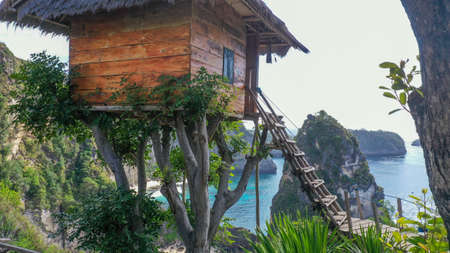 Rumah Pohon Molenteng or Molenteng Tree House at Nusa Penida Island, Indonesiaの写真素材