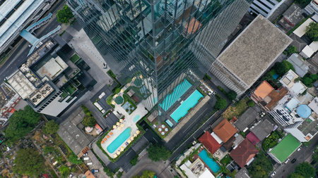 Detail glass of the highest building in Bangkok, Thailand