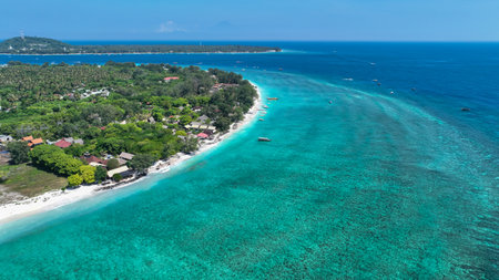 Gili Air Island, Beautiful Tropical Coastline in Indonesian Islandsの写真素材