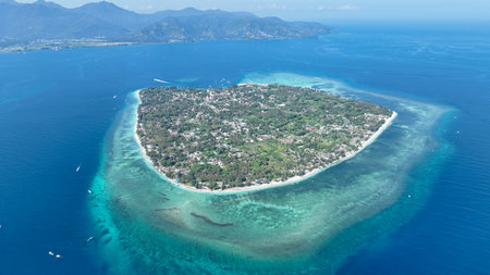 Gili Air island is the smallest of the Gilis and it is closest to the Lombok mainland, making it popular with honeymoon couples and travelers seeking a quiet retreat.の写真素材