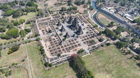 Bird Eye view of Candi Prambanan. Hindu Temple in Java Islandの写真素材