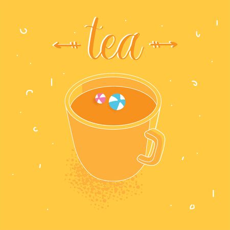 A cup of tea after dinner. Tea art.のイラスト素材