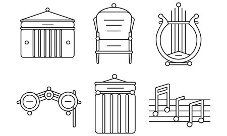 Theater icons set. Flat icons of art and culture.のイラスト素材