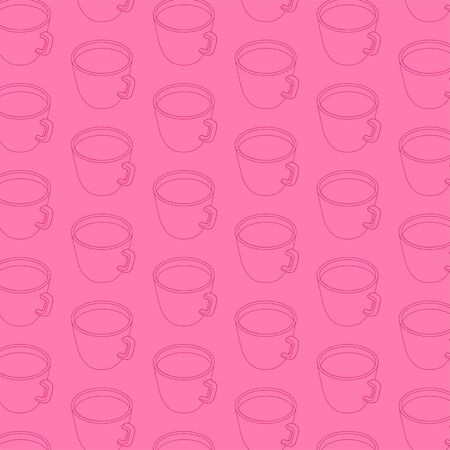 Tea cup hand drawn pattern background wallpaper. Tea art.のイラスト素材