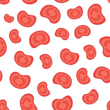 Tomatoes on white background. Seamless backdrop. Slices of tomato.のイラスト素材