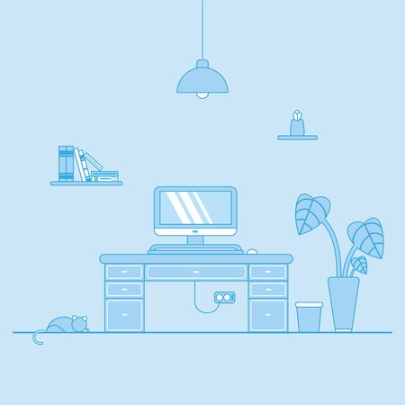Work at home. Blue room.のイラスト素材