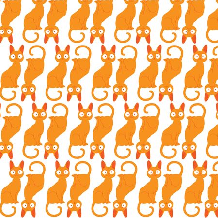 Background with orange cats. Children's drawing. Seamless packaging.のイラスト素材