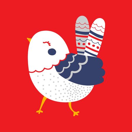 Little abstract bird. Children's drawing.のイラスト素材