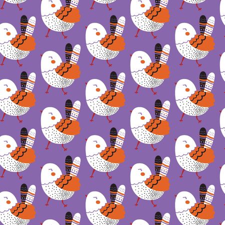 Cheerful children's pattern. Abstract bird.のイラスト素材