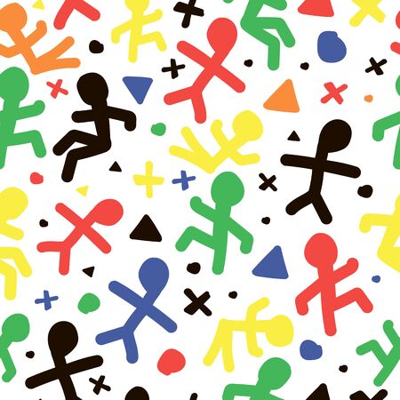 Colored little men. Children's pattren.のイラスト素材