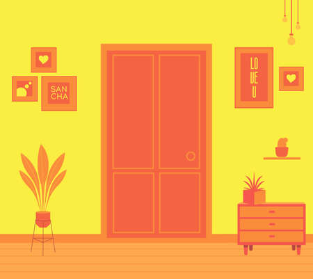 Summer home interior. Vector illustration of a cozy room.のイラスト素材
