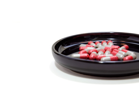 Drug use than is necessary, Drug overdose,  On black plateの写真素材