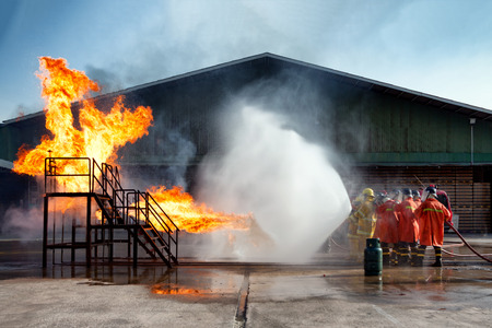 Firefighters training, The Employees Annual training Fire fightingの写真素材