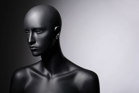 face of mannequin grey backgroundの写真素材