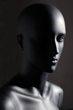 beautiful mannequin standing alone on the light white background