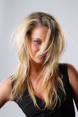 close-up of a very beautiful female with studio lightの写真素材