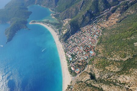 aerial view of oludeniz bay in turkeyの写真素材