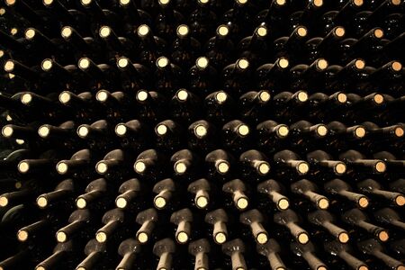 old bottles of in wine cellar