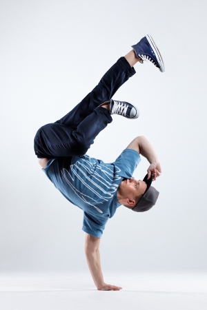 young dancer posing on a studio background の写真素材