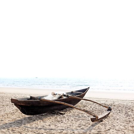 Fisherman's boat on the indian seashoreの写真素材