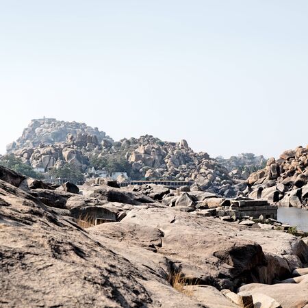 Landscape of Hampi rocksの写真素材